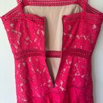 Alice + Olivia Angelita Asymmetric Tiered Lace Midi Dress Pink Formal Wedding Photo 9