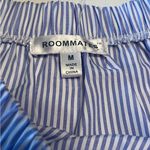 Roommates Womens Size Medium Blue White Striped Off The Shoulder Top Blouse NEW Photo 1
