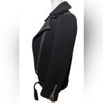Sandro small Black Leather-Trim Wool Jacket $700 Photo 9