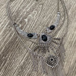 Free People Vintage goth gothic silver black statement necklace Photo 0
