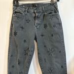 Mother The Double Fray Charmer Written in the Stars Embroidered Skinny Jeans 27 Black Photo 6