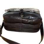 Patricia Nash Black Leather Saddle Bag Faux Fur London Taupe NWT MSRP $229 Photo 4