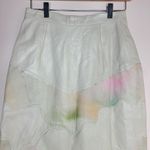 Vtg Shanna Leather Laser Cut Floral Winter‎ White Pastel Pencil Midi Skirt Sz M Pink Size M Photo 1