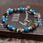 Handmade Gemstone Beaded Bracelet w/ Flower Clasp Boho Y2K Blue Photo 7