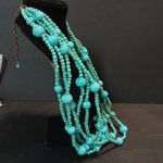 Blue glass beaded multi stand layering necklace Photo 7