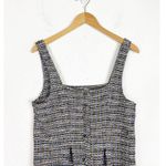 Free People  Maxx Mini Shift Dress Blue Tweed Button Front 70s Boho Photo 3