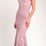 Lulus NWT  Swept Up Maeve Pink Lace Off-the-Shoulder Mermaid Maxi Dress Medium Photo 11