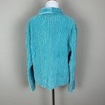 Rhonda Stark Jacket Womens Medium Textured Crinkle Button Front Cardigan Blazer Blue Photo 6