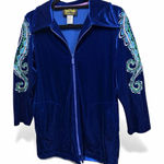 Bob Mackie Vintage  Wearable Art Blue Velour Ebroidered Track Jacket Womens Small Photo 0