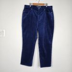 Lands' End Blue Corduroy Pants Stretchy High Rise Women Size 14 P Photo 15