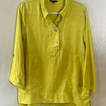 John Mark JOHN-MARK, S, Stand-up collar, slip-over, two shell buttons in front, linen Photo 0