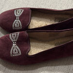 UGG  Burgundy Suede Slippers with Rhinestone Detail Photo 0