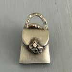 Beautiful Vintage Pewter Handbag Purse Tac Lapel Pin Silver Photo 7
