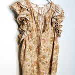 Ulla Johnson  Elisa Meadow Floral Print Ruffle Tan Pink Top Shirt Blouse Size 4 Photo 4