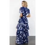 Baltic Born Montaigne Ruffle Chiffon Maxi Dress in Navy Blue Floral Photo 1