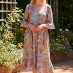 Ralph Lauren NWOT Lauren  Green LabelPsychedelic Floral Print Midi Dress Oversize Photo 1