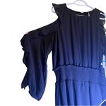 1. State NWT  Black Cold Shoulder Ruffle Sleeve Mini Dress Tiered SZ 0X Modest Photo 7