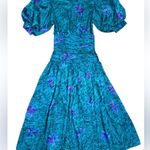 Valerie Stevens Vintage 100% Pure Silk 80’s Turquoise & Purple Dress Photo 0