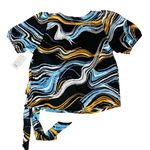 Nine West  Wrap Silky Cropped Shirt Blouse SMALL Romantic Colorful Chic NWT‎ Photo 4