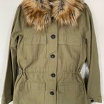 JustFab  Women’s Utility Jacket With Fur Martini Olive Size M   100%cotton Photo 3