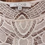 Alexis  Ivory Lace Fringe Chain Embellished Lined Swing‎ Blouse Top Size Small Photo 7