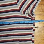 American Eagle  Striped‎ Crop Top Lettice Hem Summer Utility Y2K 90s Retro Size L Photo 3