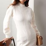 Area Stars White Open Back Knit Long Sleeve Mock Neck Sweater Mini Dress Size M Size M Photo 0