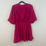 MELLODAY Pleated Flutter Sleeve Minidress In Fuchsia Size Large Photo 5