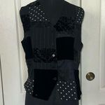 VTG SPENCER JEREMY BLACK PATCHWORK BUTTON UP VEST BLOUSE SLEEVELESS SILK Photo 0
