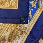 Longchamp 33x33  baroque silk scarf Blue and Gold Photo 2