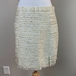 NBD Blair Mini Skirt Shawna Crop Top Set M Tweed Ivory Metallic Gold Fringe Photo 3