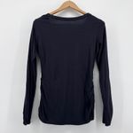 Garnet Hill Womens Black Long Sleeve Ruched Sides & Cuffs Tee Shirt Small Photo 3