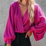 VICI Pink Textured Drape Top Photo 0
