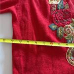 Herman Geist VTG  Embroidered Cardigan Floral Beaded Sweater Red Large Boho Rose Photo 5