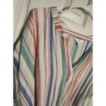 Time & Tru Pastel Striped Dress, Tie Waist, Midi, Linen, V Photo 3