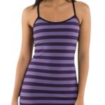 Lululemon  Size 6 Micro Macro Stripe Deep Zinfandel Purple Black Power Y Tank Top Photo 0