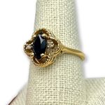 Vintage LIND Black Spinel & Diamond Gold Cocktail Ring with a quatrefoil setting Photo 1