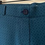 Betabrand Teal & Blue Circle Patterned Bootleg Stretchy Yoga Dress Pants Photo 4