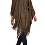 Grey Knit Belt Tie Waist Wrap Poncho Cardigan OSFM Gray Photo 10