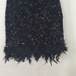 Off Shoulder Sequin Feather Mini Dress Flaxmaker NWOT Black Size M Photo 2