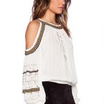 Free People  give him the cold shoulder gold beaded ivory long sleeve top XS 2127 Photo 1