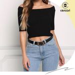 Black and Gold Leather Belt with Unique Buckle Photo 1