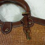 Fossil  Vintage Brown Woven Straw Triple Compartment Satchel Purse Bag Photo 2