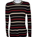 St. John For Nordstrom Black, Red and White Striped Ribbed Stretch Sweater EUC S Photo 1