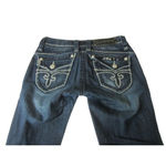 Rock Revival Stephanie Skinny Dark Wash Distressed Embellished Jeans Size 27 Photo 9