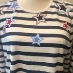 kim rogers  Navy and White Striped Blouse Photo 4