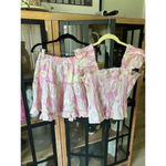 Hill House  SET The Paz Nap Linen Crop Top and Skirt Candy Kaleidoscope smocked Photo 1