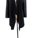 Clara Sunwoo Liquid Leather Sleeve Drape Cardigan Black Size Large *flawed Photo 3