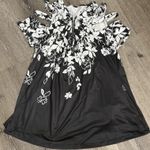 SheIn  Black & White 1/4 Zip Cold Shoulder Floral Shirt, 2XL Photo 0