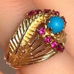 Ruby 18KT SOLID GOLD ANTIQUE TURQUOISE &  RING - 7.65 GRAMS!! Photo 11
